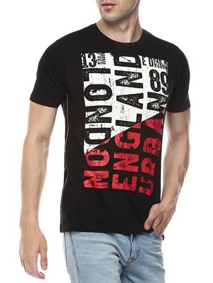 black cotton front print t-shirt - 14504491 - Standard Image - 2