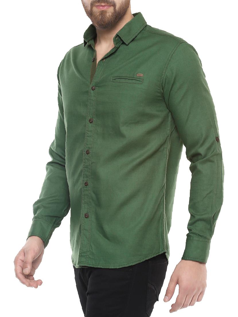 green cotton casual shirt - 14504861 - Zoom Image - 2