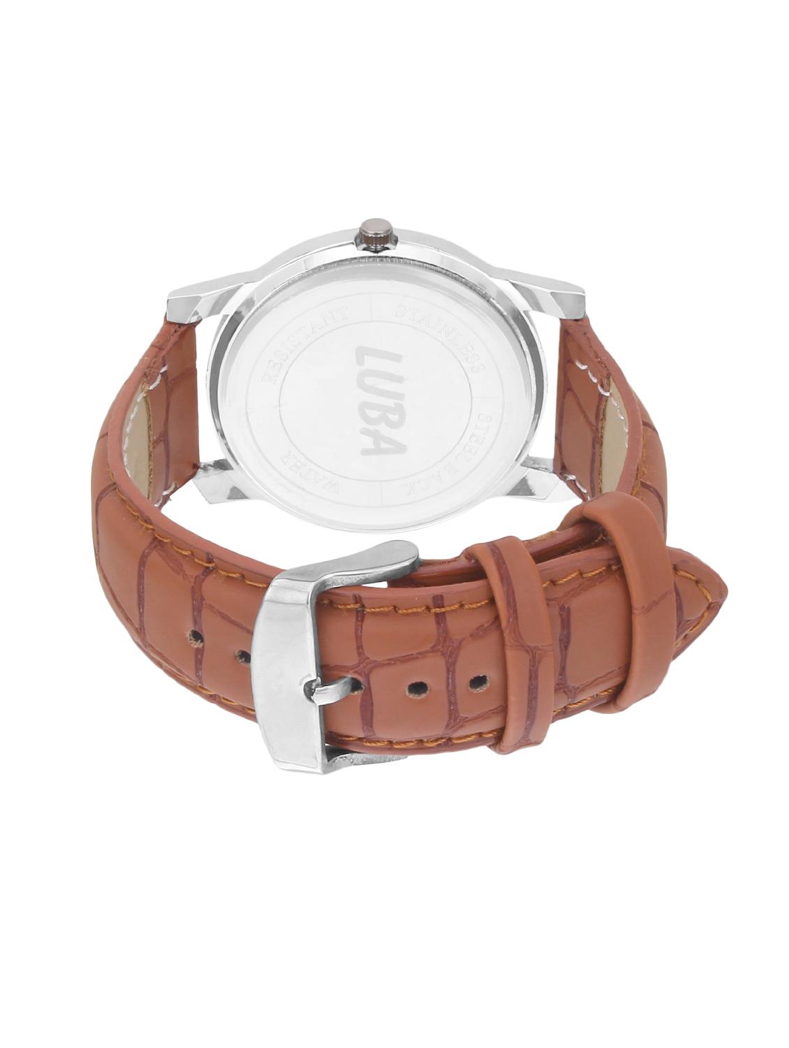 Luba Black N White Dial Watch Combo For Men With Brown Strap - 14505203 - Zoom Image - 5
