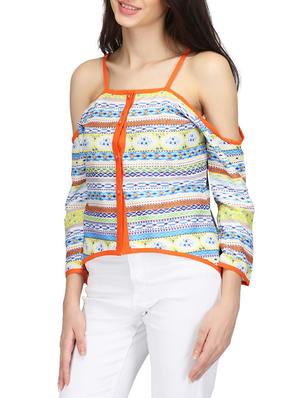 Cold shoulder button down top - 14506322 - Standard Image - 2