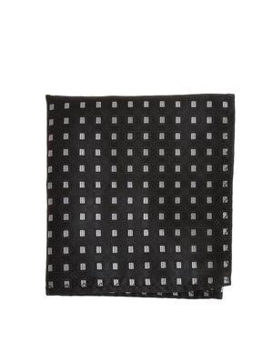 black micro silk fabric tie with cuff link and pocket square - 14506871 - Standard Image - 2