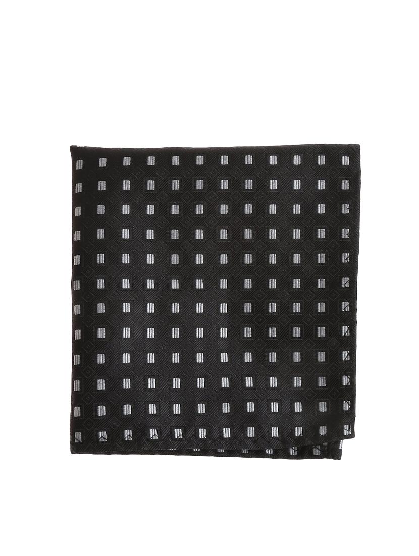 black micro silk fabric tie with cuff link and pocket square - 14506871 - Zoom Image - 2