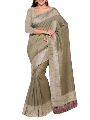 Set of 2 Multicolored tussar silk bordered saree with blouse - 14509819 - Standard Image - 2