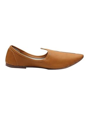 tan leather slip on jutis - 14509941 - Standard Image - 2