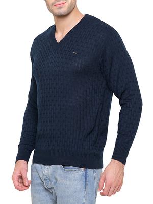 navy blue self design pullover - 14510033 - Standard Image - 2