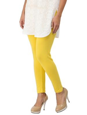 yellow cotton lycra leggings - 14510319 - Standard Image - 2