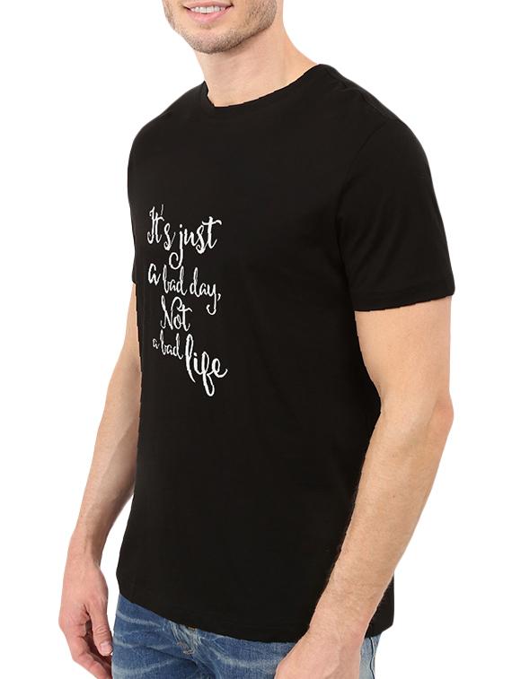 black cotton chest print tshirt - 14511405 - Zoom Image - 2