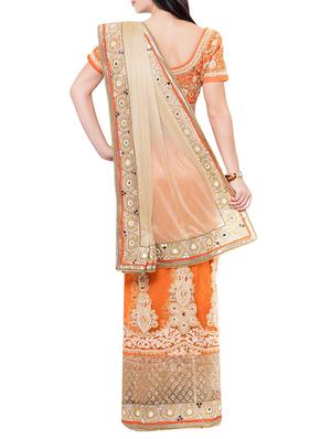 orange half and half saree with blouse - 14512234 - Standard Image - 2