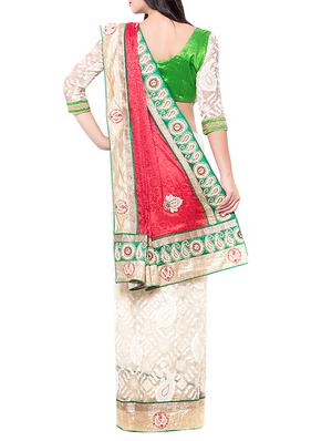 red half and half saree with blouse - 14512250 - Standard Image - 2