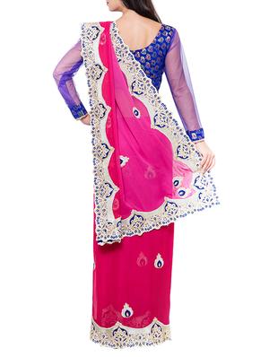 pink embroidered saree with blouse - 14512256 - Standard Image - 2