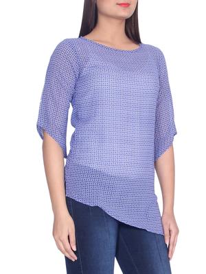 blue printed crepe top - 14512981 - Standard Image - 2
