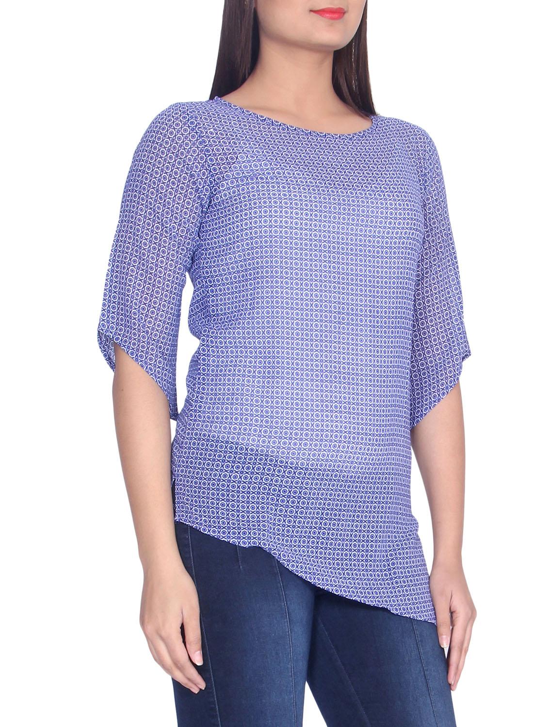 blue printed crepe top - 14512981 - Zoom Image - 2