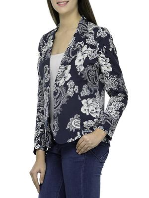 navy blue printed blazer - 14513058 - Standard Image - 2