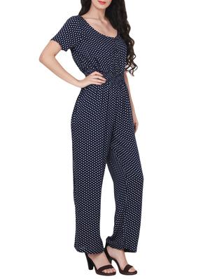 navy blue rayon jumpsuit - 14513899 - Standard Image - 2