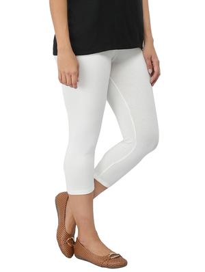 white cotton lycra capri legging - 14514772 - Standard Image - 2