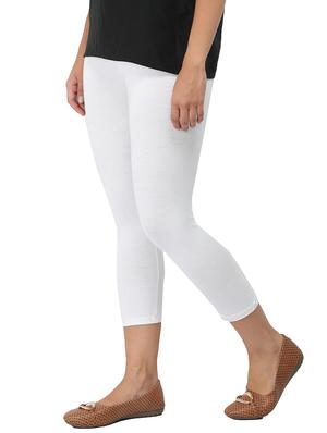 white cotton lycra leggings - 14514773 - Standard Image - 2