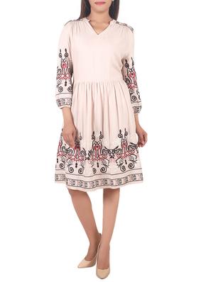 pink cotton fit & flare dress - 14516272 - Standard Image - 2