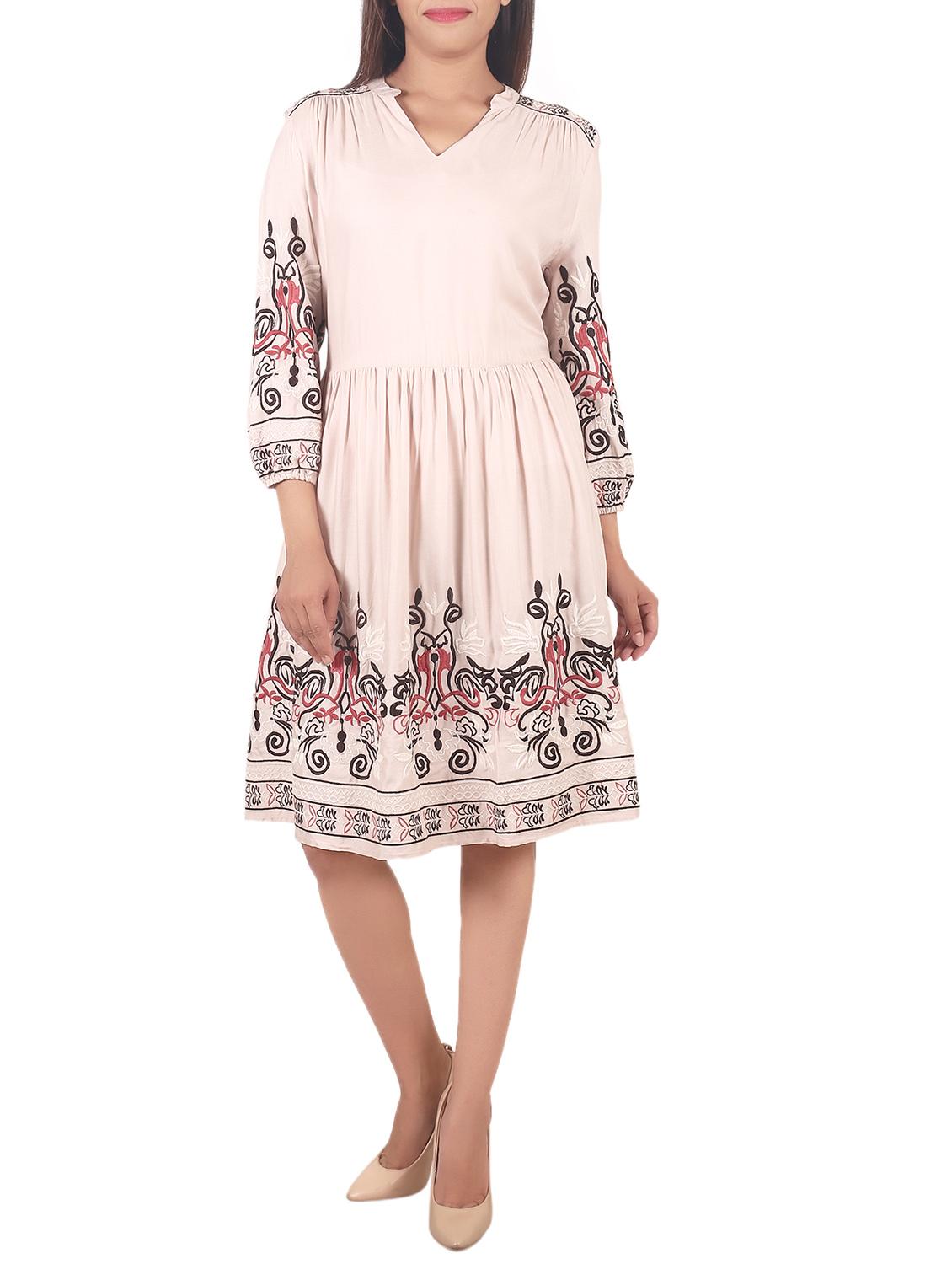 pink cotton fit & flare dress - 14516272 - Zoom Image - 2