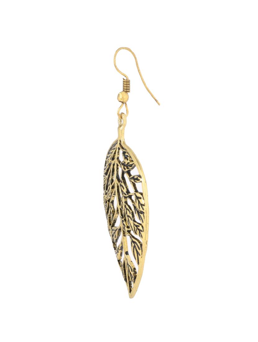 gold metal drop earrings - 14516405 - Zoom Image - 2