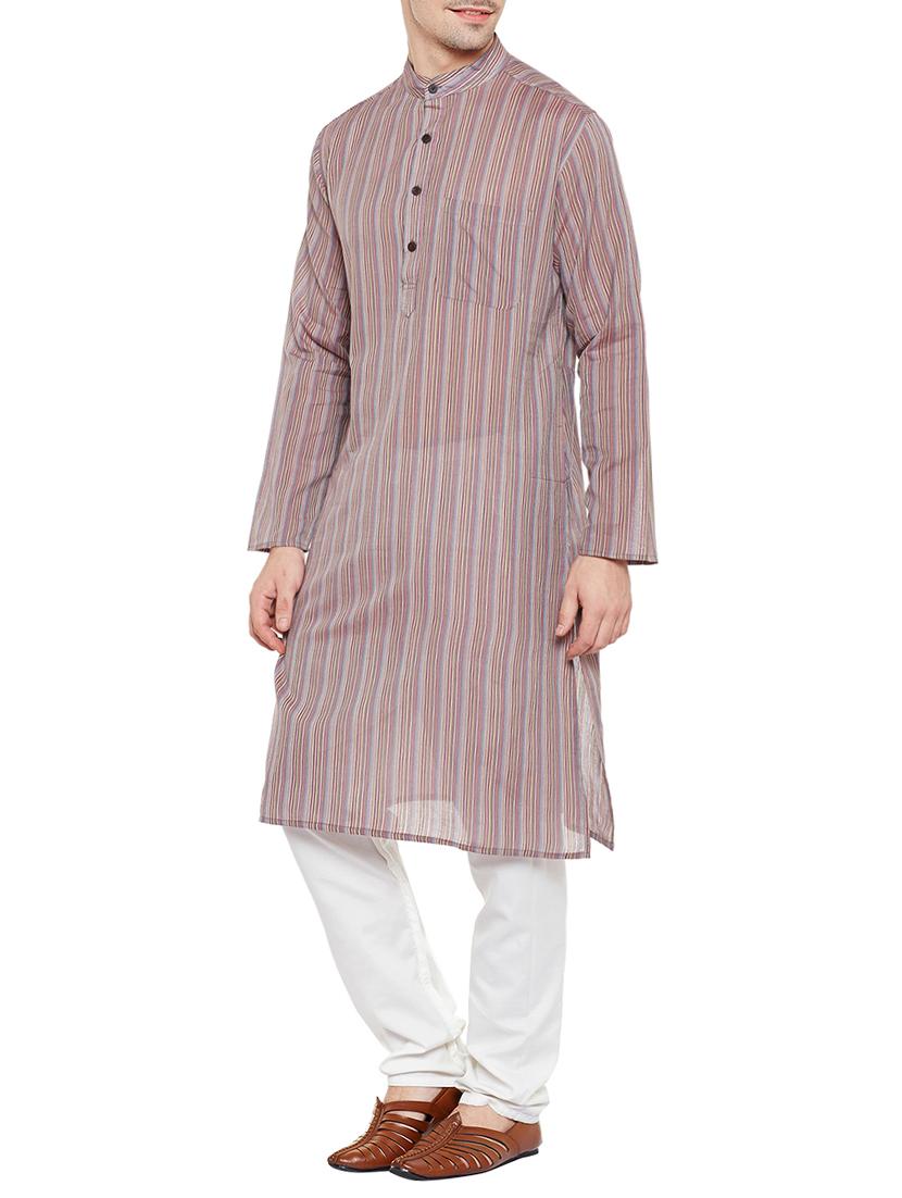 purple cotton long kurta - 14517390 - Zoom Image - 2