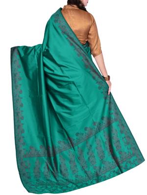 Floral pallu bordered saree with blouse - 14518765 - Standard Image - 2