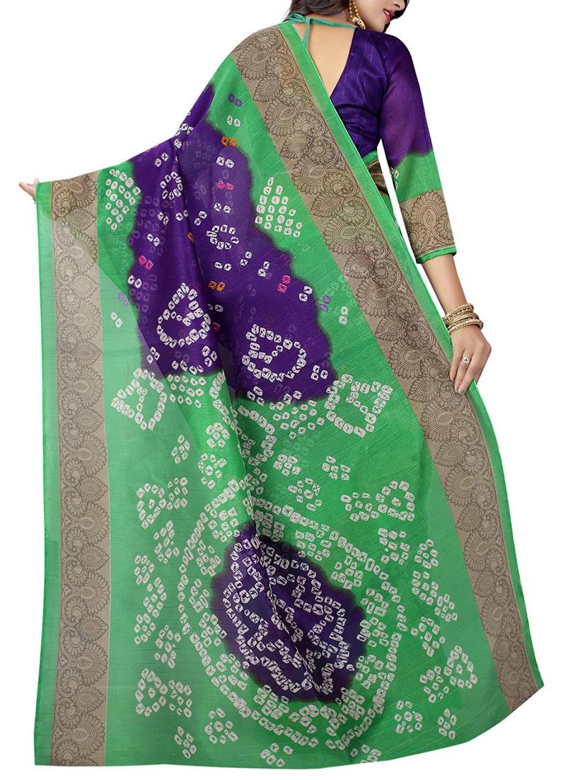 blue cotton silk bandhani saree with blouse - 14518790 - Zoom Image - 2