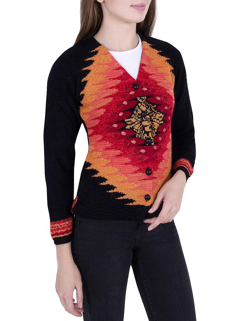 Multicolored woolen cardigan - 14519157 - Zoom Image - 2