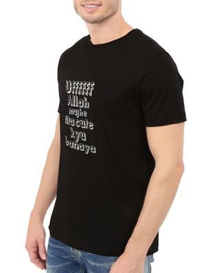 black cotton chest print tshirt - 14520040 - Standard Image - 2