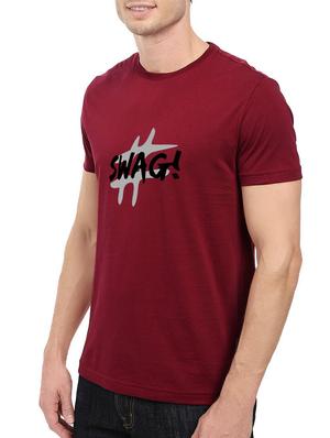 maroon cotton chest print tshirt - 14520664 - Standard Image - 2