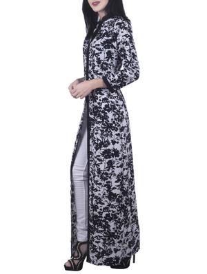 monochrome crepe high slit kurta - 14520718 - Standard Image - 2
