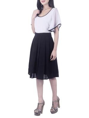 white georgette fit & flare dress - 14520722 - Standard Image - 2