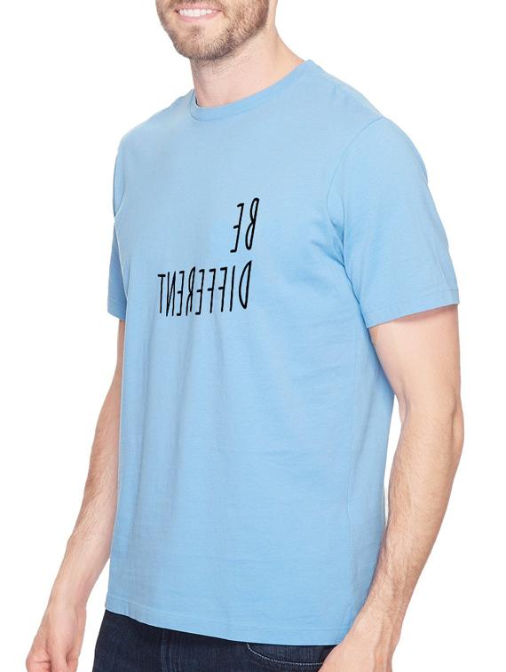 blue cotton chest print tshirt - 14521212 - Zoom Image - 2