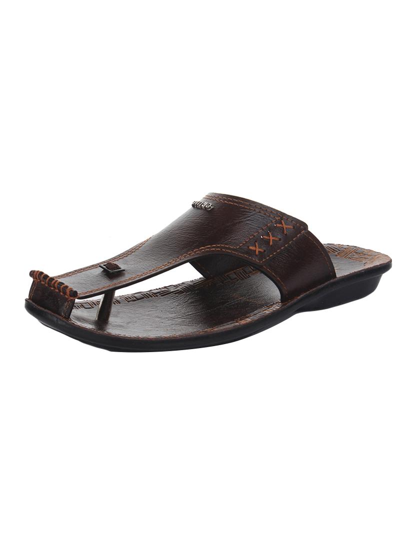 brown leatherette slip on slippers - 14521404 - Zoom Image - 2