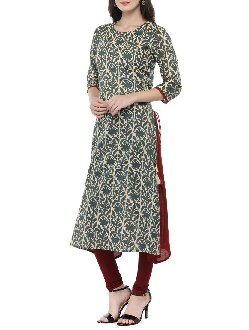 a-line Dabu print kurta - 14521494 - Zoom Image - 2