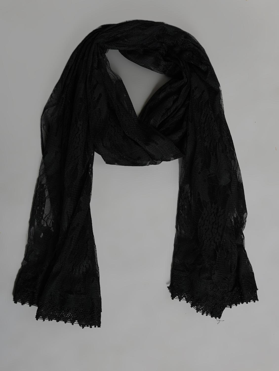 black net woven dupatta - 14521560 - Zoom Image - 2
