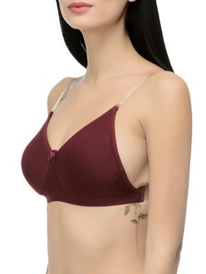 maroon solid backless bra - 14521787 - Standard Image - 2
