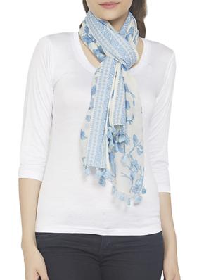white printed cotton stole - 14528412 - Standard Image - 2