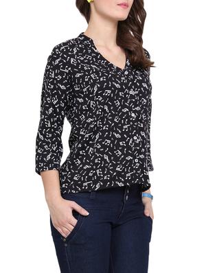 black poly crepe top - 14528736 - Standard Image - 2
