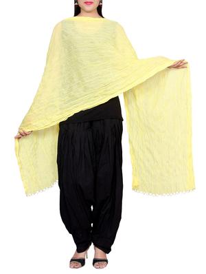 yellow cotton crinkled dupatta - 14528839 - Standard Image - 2
