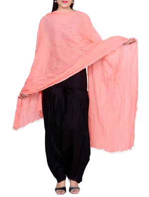 peach cotton crinkled dupatta - 14528844 - Standard Image - 2