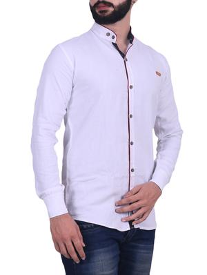 white cotton blend casual shirt - 14529096 - Standard Image - 2