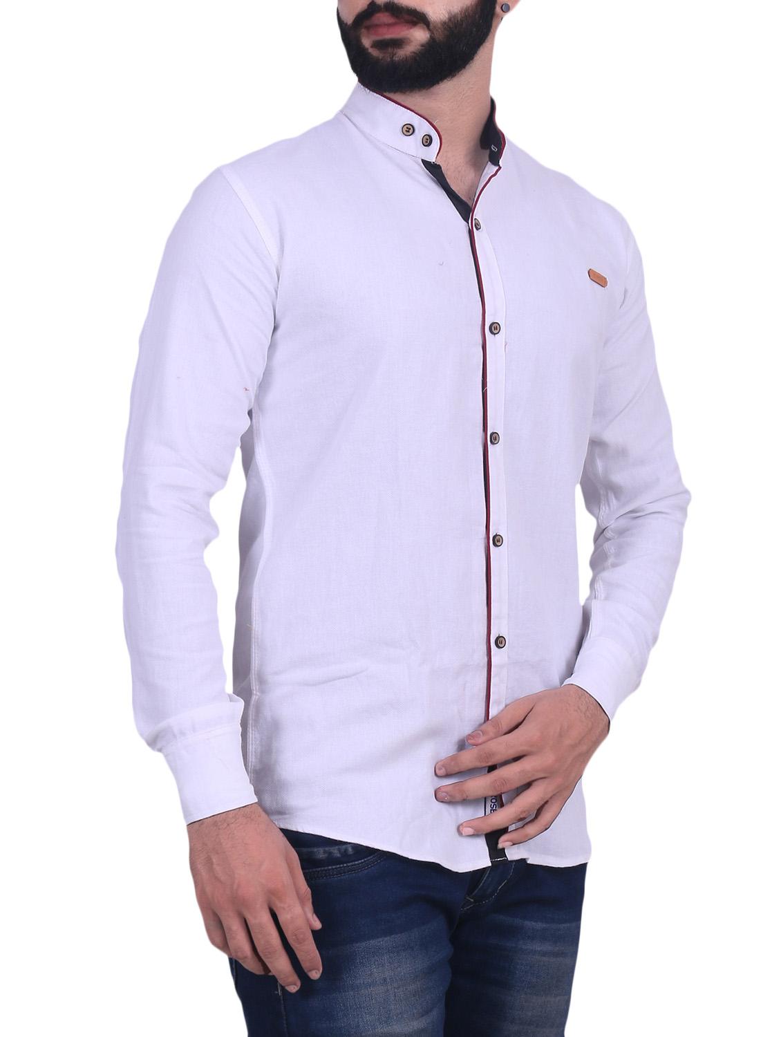 white cotton blend casual shirt - 14529096 - Zoom Image - 2