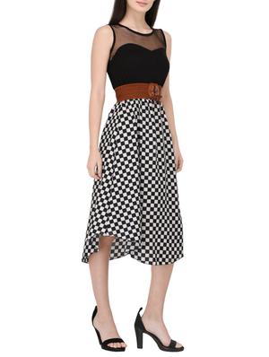 black printed belted dress - 14529299 - Standard Image - 2