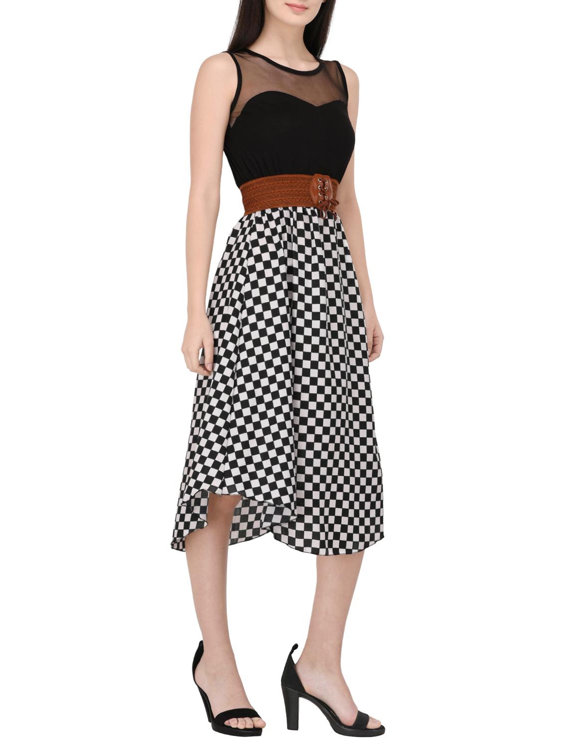 black printed belted dress - 14529299 - Zoom Image - 2