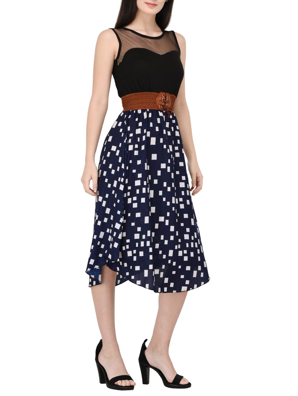 navy blue belted dress - 14529300 - Zoom Image - 2