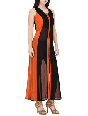 black solid a-line georgette tunic - 14529317 - Standard Image - 2