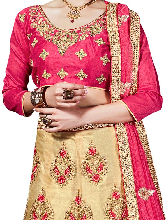 beige net embroidered lehenga - 14529675 - Zoom Image - 2