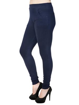 navy blue cotton lycra jeggings - 14529692 - Standard Image - 2