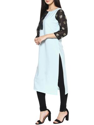 sky blue crepe straight kurta - 14529770 - Standard Image - 2