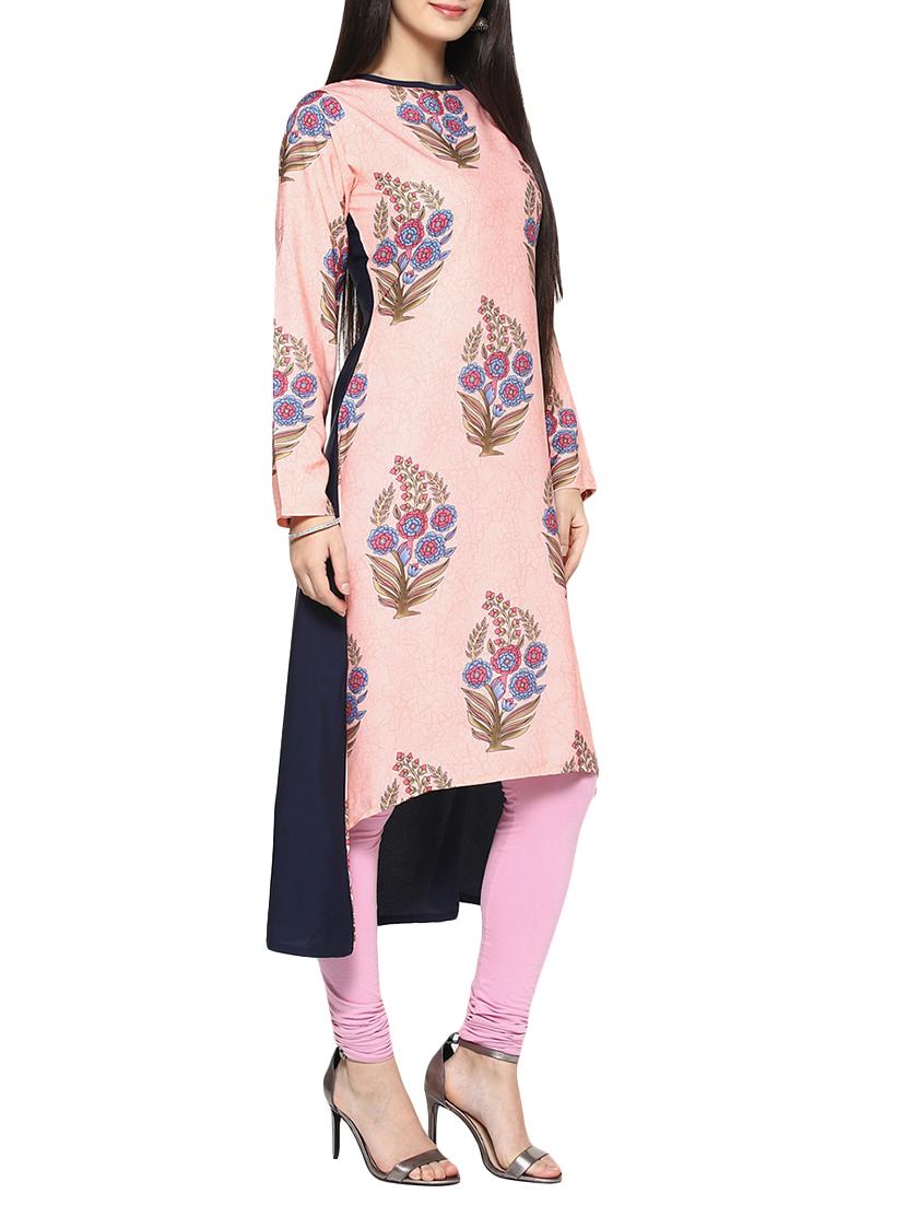 pink crepe asymmmetric kurta - 14529776 - Zoom Image - 2